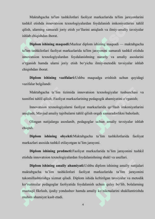 MAKTABGACHA TA'LIM TASHKILOTLARI FAOLIYAT MARKAZLARIDA TA'LIM JARAYONLARINI TASHKIL ETISHDA INNOVATSION TEXNOLOGIYALARDAN FOYDALANISH 4