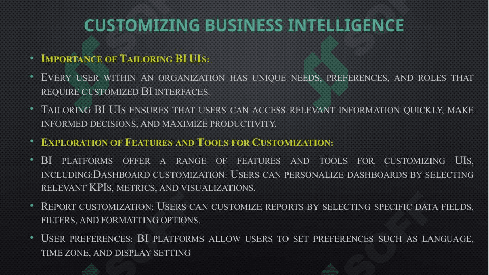 BUSINESS INTELLIGENCE USER INTERFACES 6