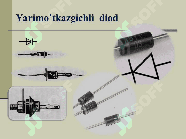 Yarim o‘tkazgichlar.Yarim o‘tkazgichli materiallar. Yarim o‘tkazgichlarda o‘tkazuvchanlik.p-n o‘tish.Yarim o‘tkazgichli diod va ularning turlari. 6