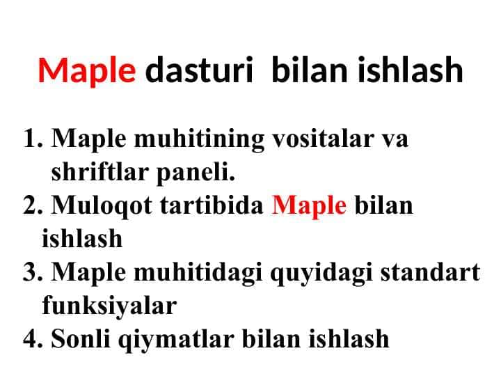 Maple dasturi  bilan ishlash