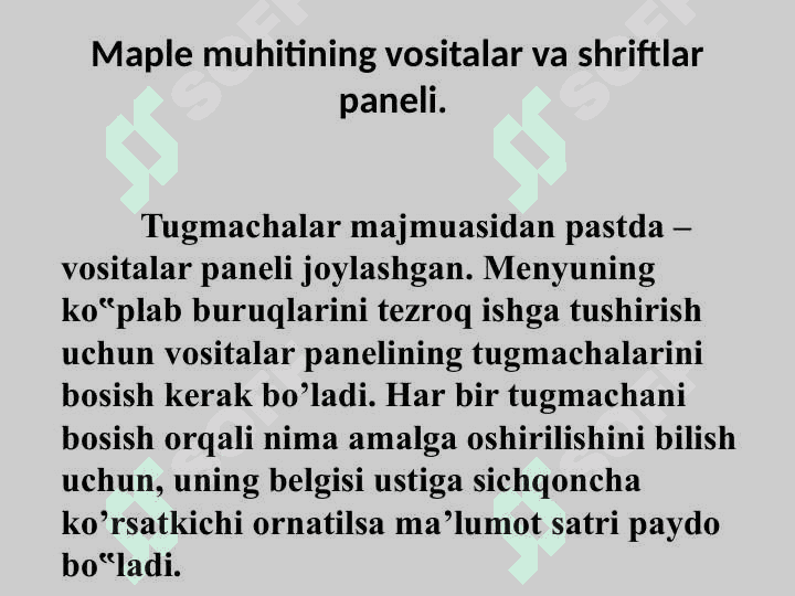 Maple dasturi  bilan ishlash 2