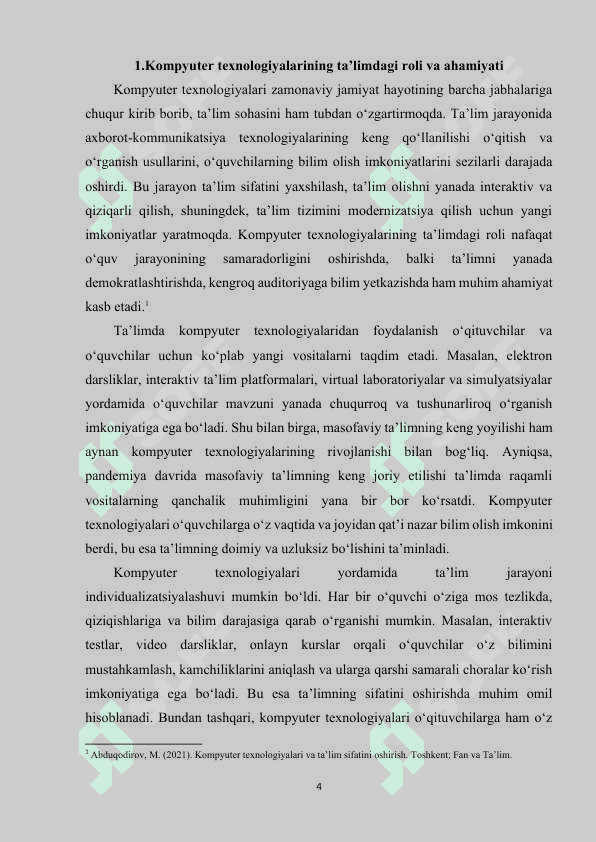 O‘qituvchining kompyuter texnologiyalari asosida o‘quvchilar bilimini nazorat qilishi 4