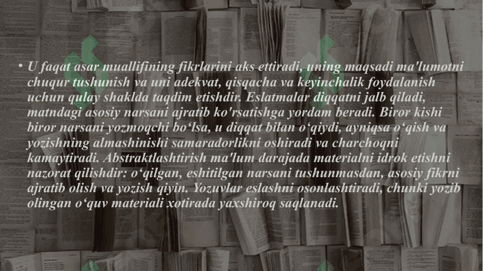 Konspekt. Konspekt turlari 5