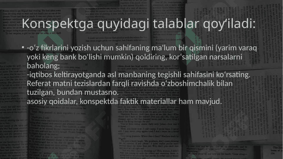 Konspekt. Konspekt turlari 8