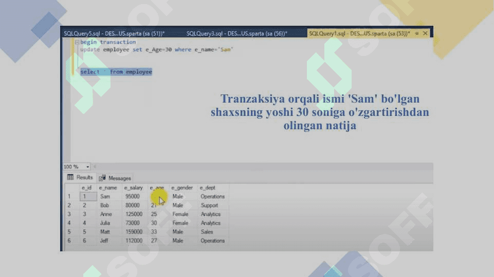 SQL TRANZAKSIYALARNI BOSHQARISH video asosida 7
