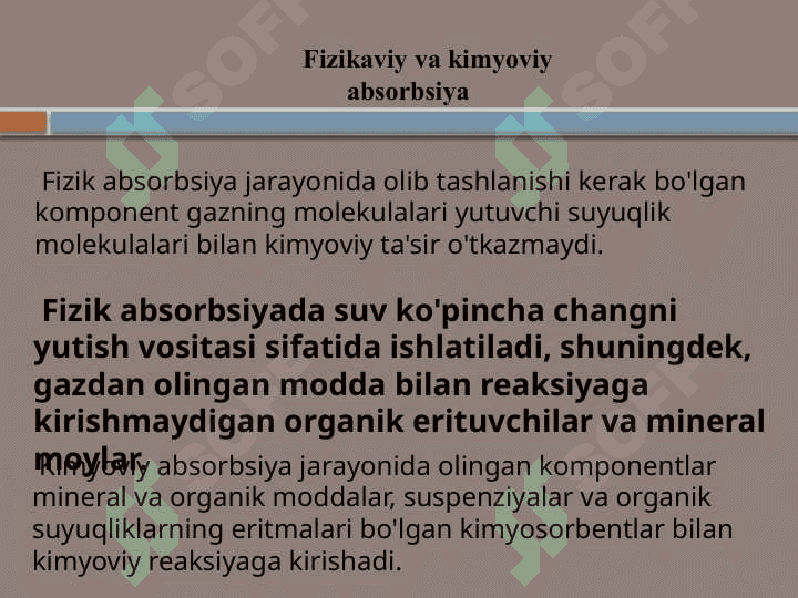 Gaz oqimlarini ABSORBSIYA bilan tozalash 5