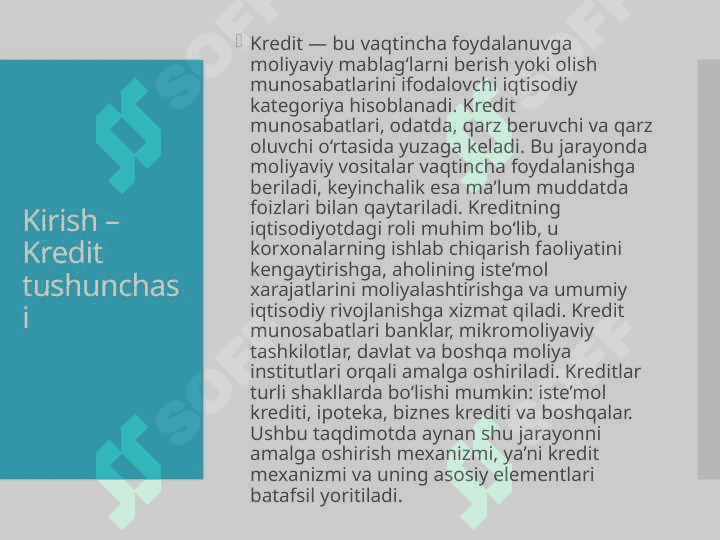Kredit mexanizimi va uning elementlari 2