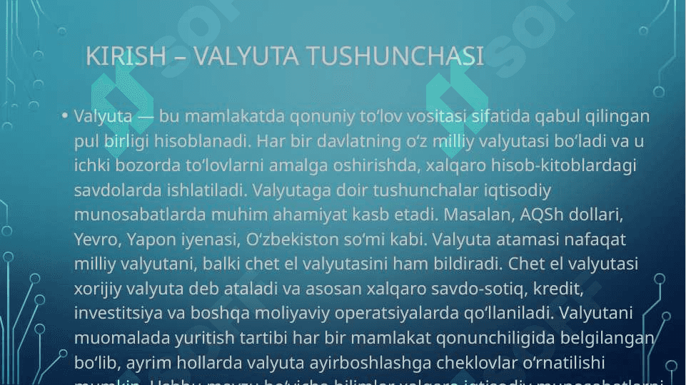 Valyuta va valyuta kursi tushunchasi 3