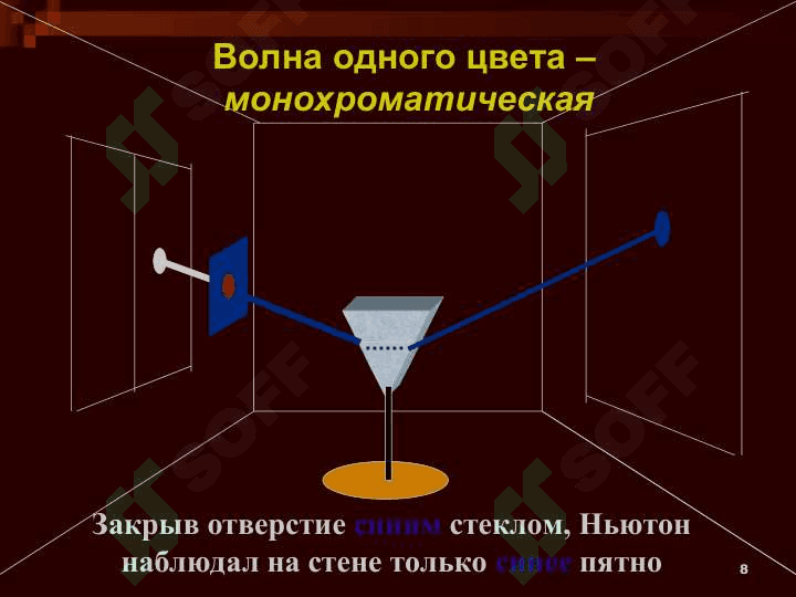 Окружающий нас мир играет красками: нас радует и волнует голубизна неба, зелень травы и деревьев, красное зарево заката, семицветная дуга радуги. 8