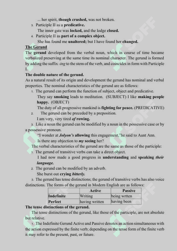 Non-finite forms of the verb 6