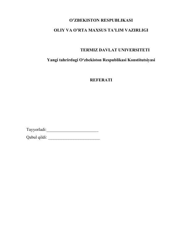 O’zbekiston Respublikasi Konstitutsiyasida insonning shaxsiy hamda siyosiy huquqlarini mustahkamlash masalalari