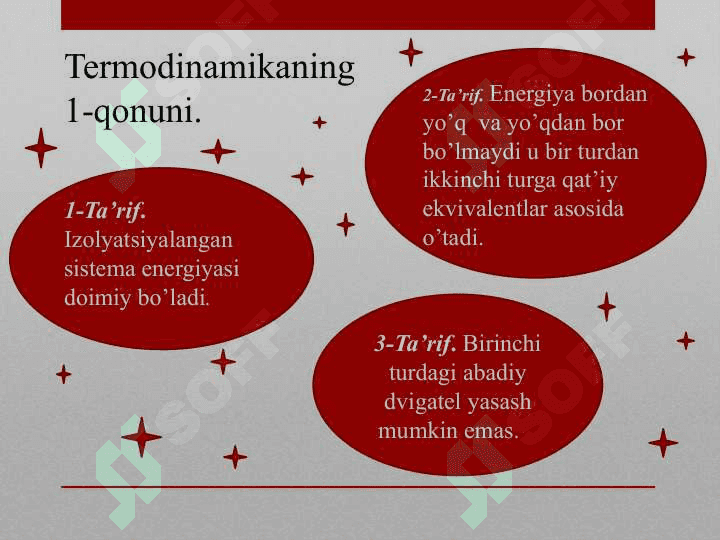 Termodinamikaning  birinchi qonuni 6