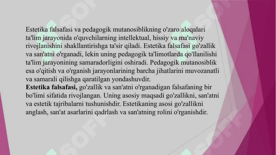 Estetika falsafasi va pedagogik mutanosibligi. 3