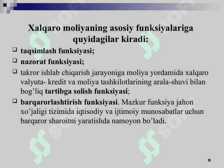 Xalqaro moliya 6