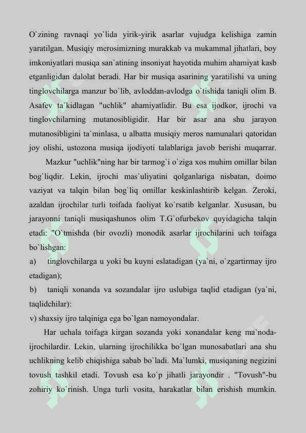 MUSIQA IJROCHILIGINING RAVNAQ TOPISHI , MUSIQA SHAKILLARINING TAKOMILLASHUVI TURKUMLI YIRIK ASARLARNI YUZAGA KELISHI 3