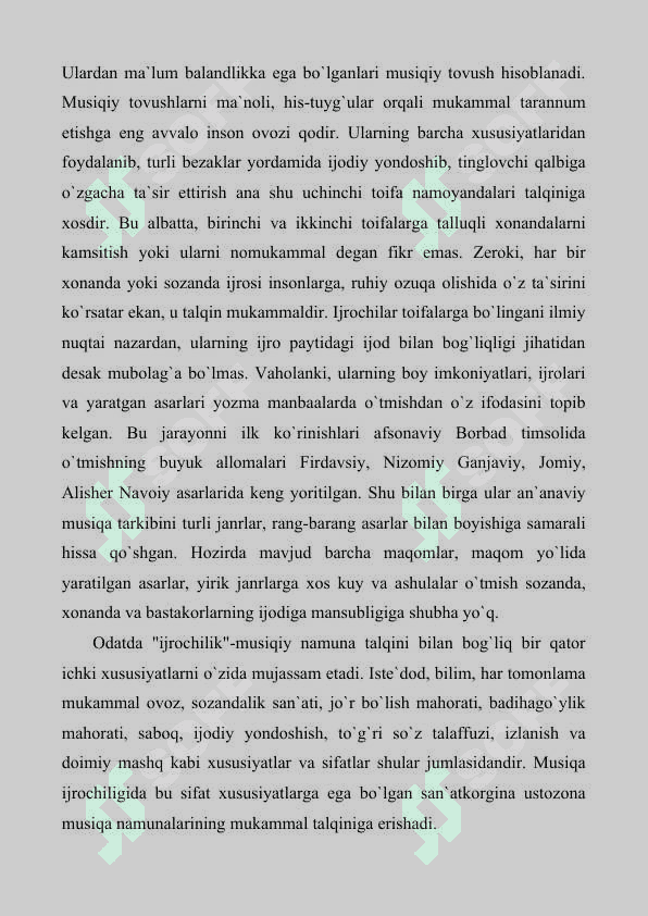 MUSIQA IJROCHILIGINING RAVNAQ TOPISHI , MUSIQA SHAKILLARINING TAKOMILLASHUVI TURKUMLI YIRIK ASARLARNI YUZAGA KELISHI 4