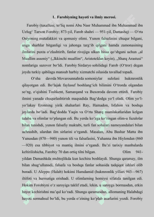 Farobiyning "Fozil odamlar shahri " asari ta'limiy-axloqiy ahamiyati. 5