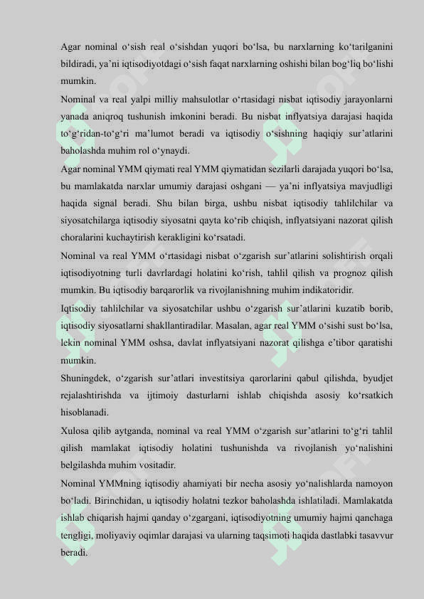 Nominal va real yalpi milliy mahsulot, ularning nisbati va o'zgarish sur'atlari 7
