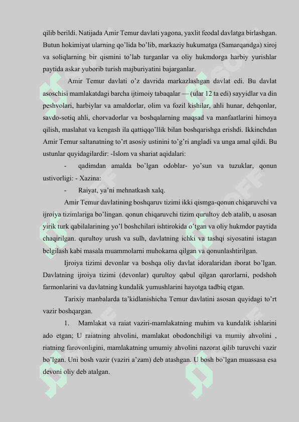 Amir Temur va Temuriylar davrida ijtimoiy-iqtisodiy, siyosiy va madaniy hayot 6