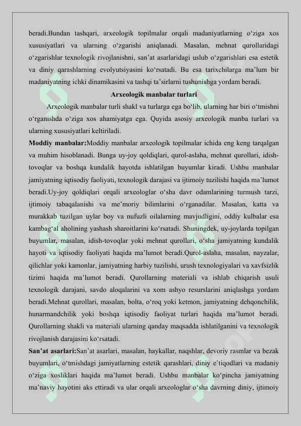 Arxeologik manbalar va ularning turlari 25 4