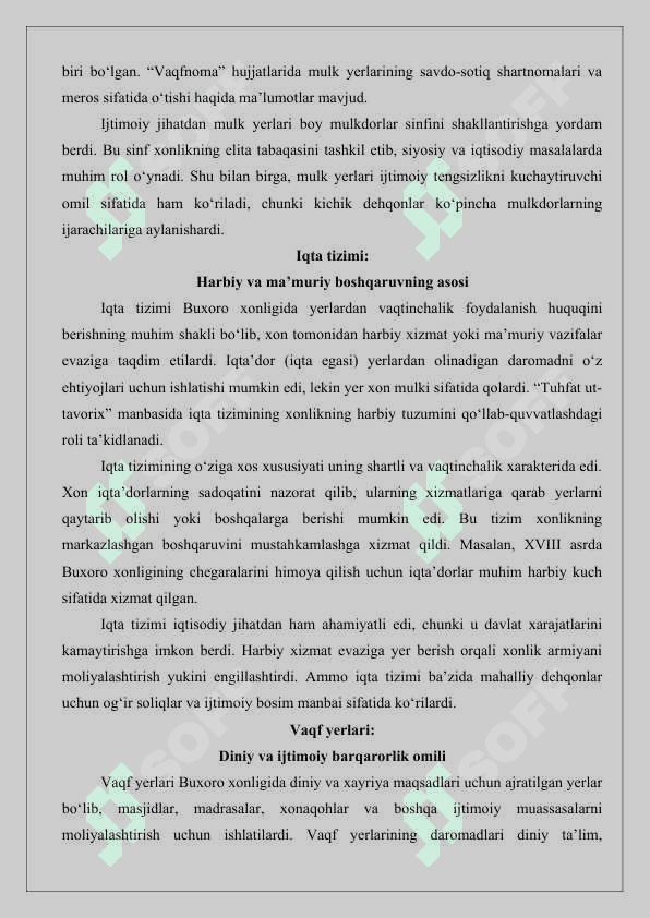 Buxoro xonligida yer egaligi shakllari maqola 25 4