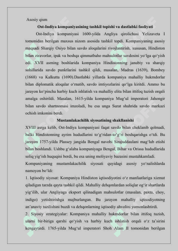 Hindistonda Ost-Indiya kompaniyasining mustamlakachilik siyosati maqola 25 3