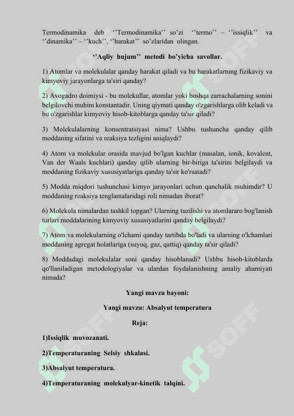 MAVZU: Absolyut temperatura 4