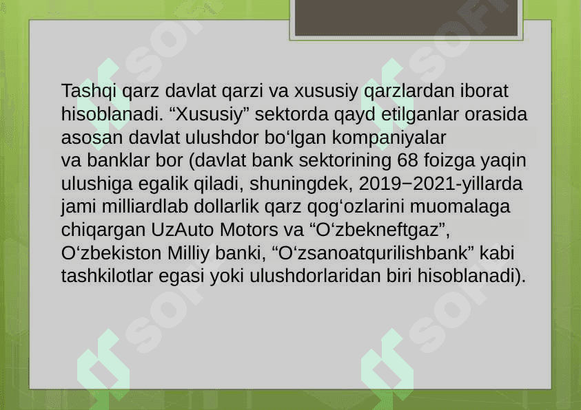 O'ZBEKISTON RESPUBLIKASIDA DAVLAT QARZI DINAMIKASI VA TAHLILI 4
