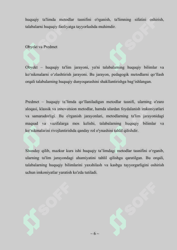 Huquqiy talimda metodlar tasnifi 6