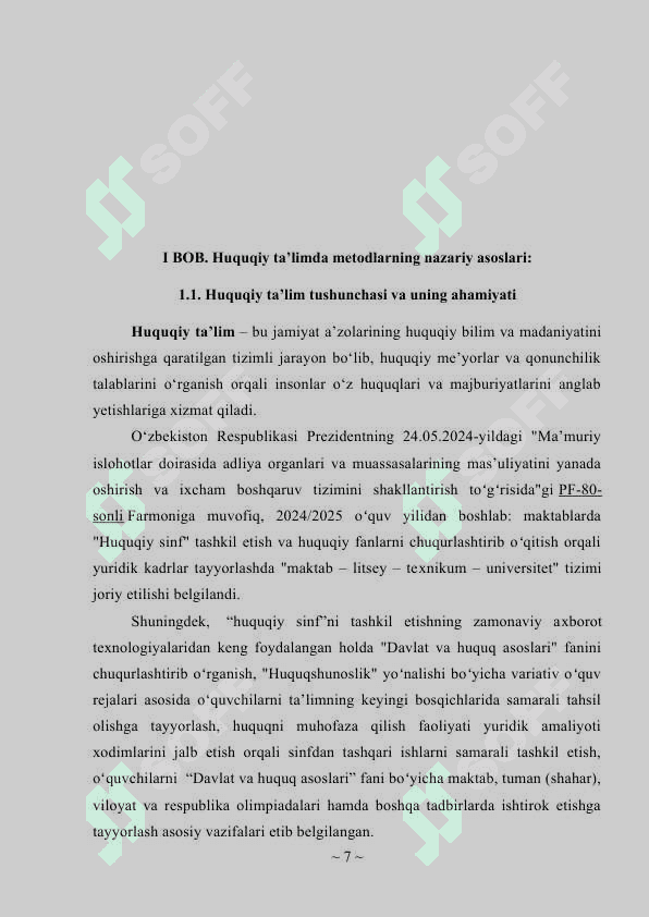 Huquqiy talimda metodlar tasnifi 7