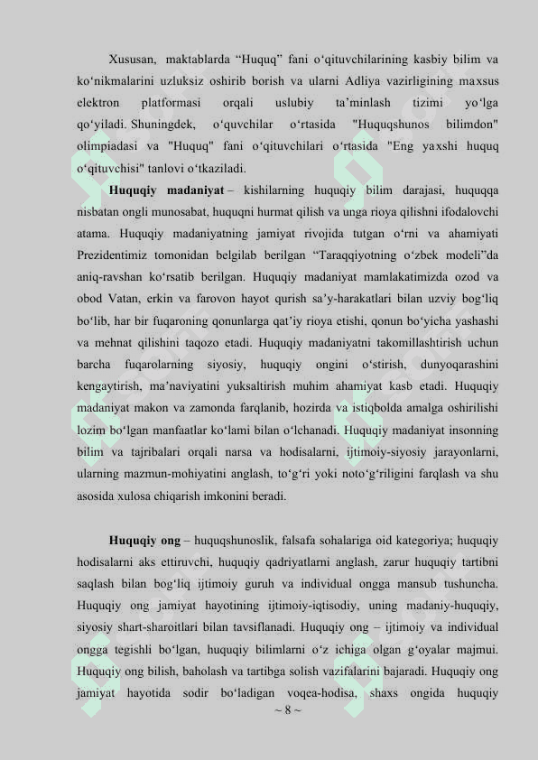 Huquqiy talimda metodlar tasnifi 8