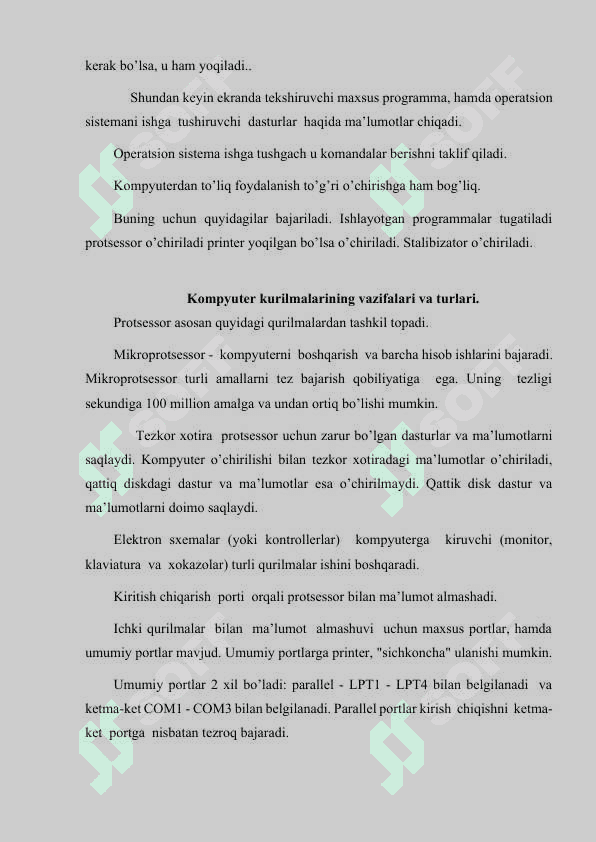 ZAMONAVIY KOMPYUTERLARNING KONFIGURATSIYASI VA ULARNING QO'LLANILISH SOHALARI 3