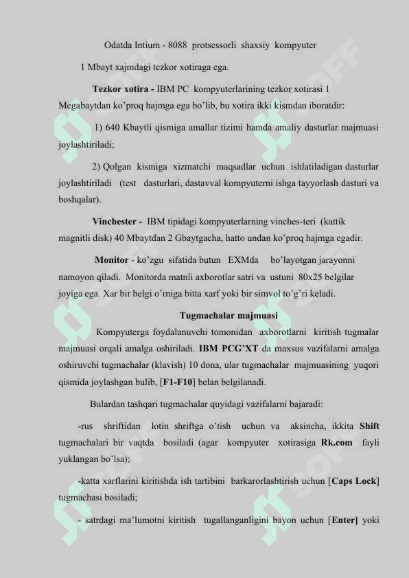 ZAMONAVIY KOMPYUTERLARNING KONFIGURATSIYASI VA ULARNING QO'LLANILISH SOHALARI 5