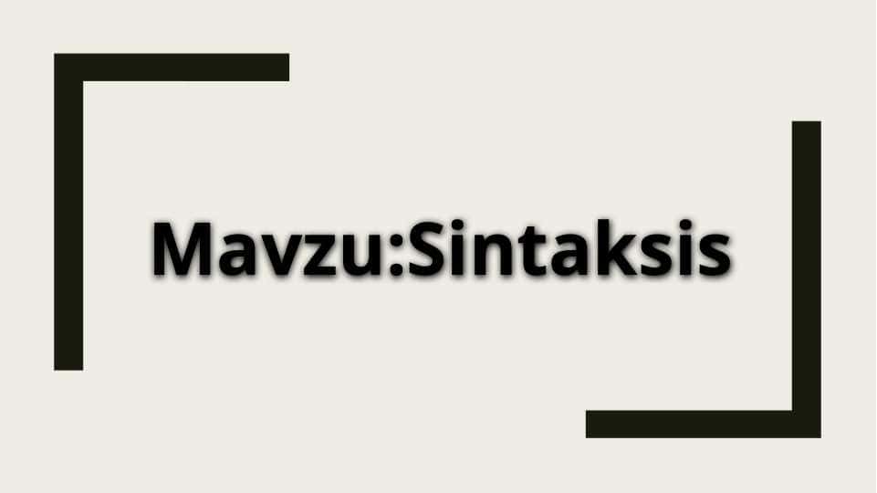 Sintaksis 1
