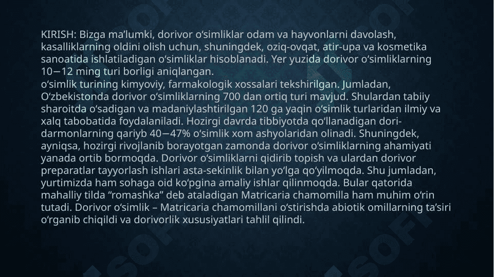 DORIVOR MOYCHECHAK  O’SIMLIGINIG KO’CHATCHILIGI VA URUG’CHILIGI 3