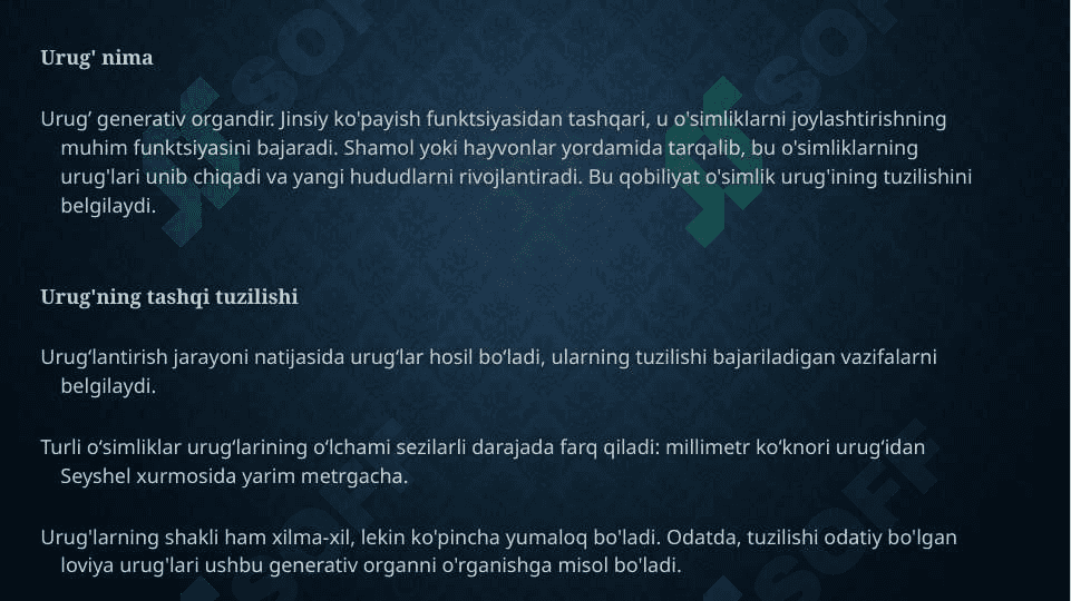 DORIVOR MOYCHECHAK  O’SIMLIGINIG KO’CHATCHILIGI VA URUG’CHILIGI 7