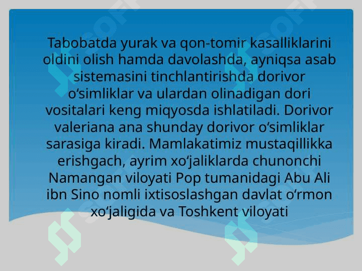 Valeriana  o‘simligi  haqida 2