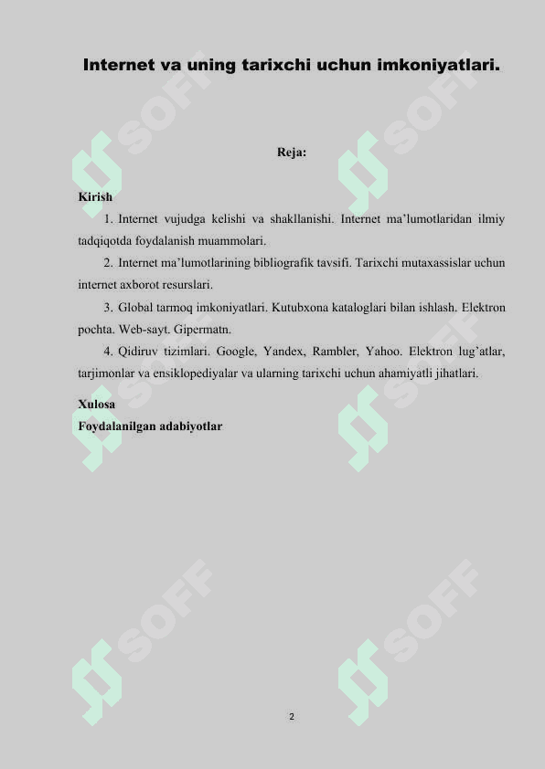 Internet va uning tarixchi uchun imkoniyatlari 2