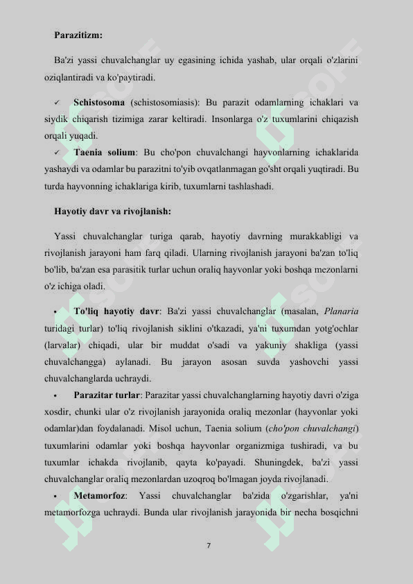 Yassi chuvalchanglar - Ясси чувалчанглар 7