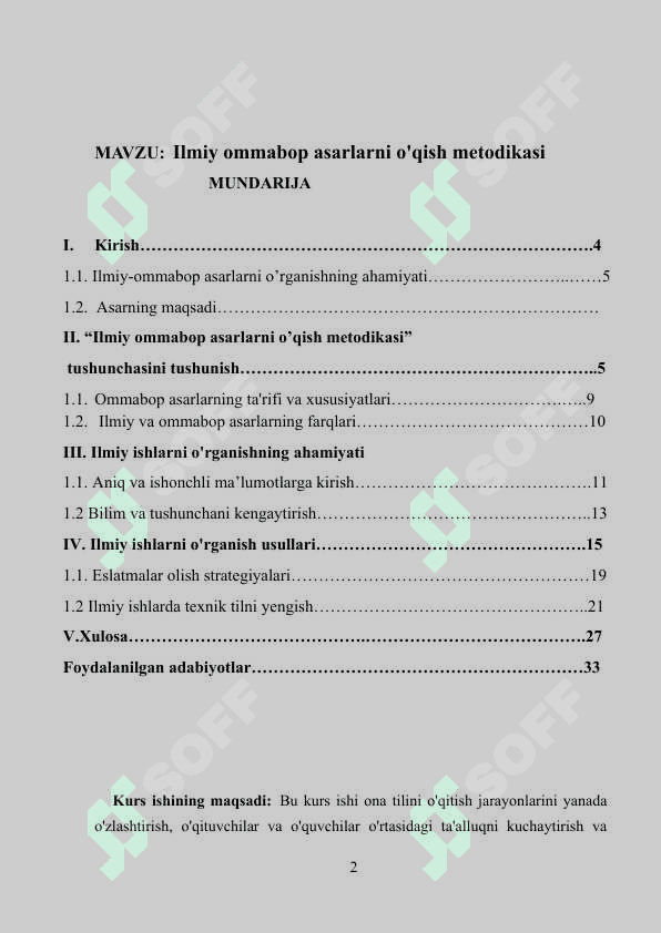 “Ilmiy ommabop asarlarni o’qish metodikasi” 2