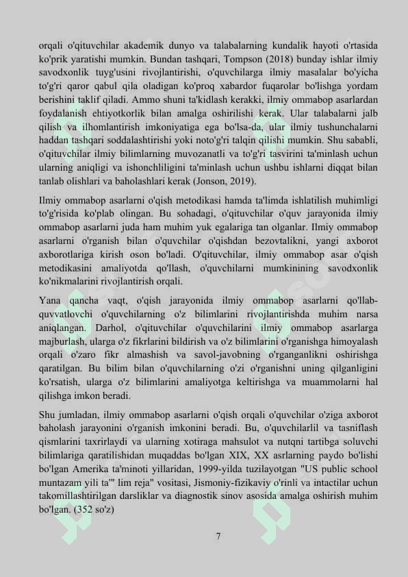 “Ilmiy ommabop asarlarni o’qish metodikasi” 7
