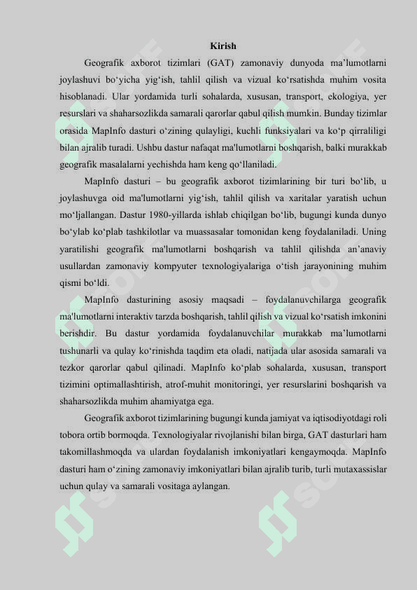 MapInfo geografik axborot tizimi 2
