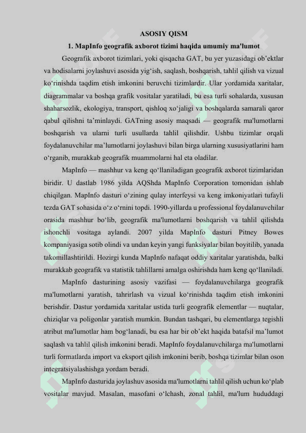 MapInfo geografik axborot tizimi 3
