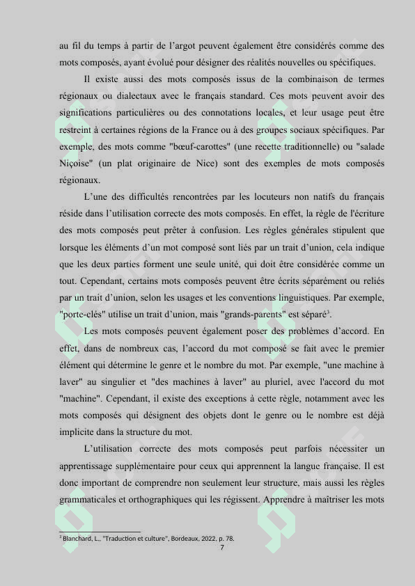 LES MÉTHODES DE TRADUCTION DES MOTS COMPOSÉS EN FRANÇAIS 7