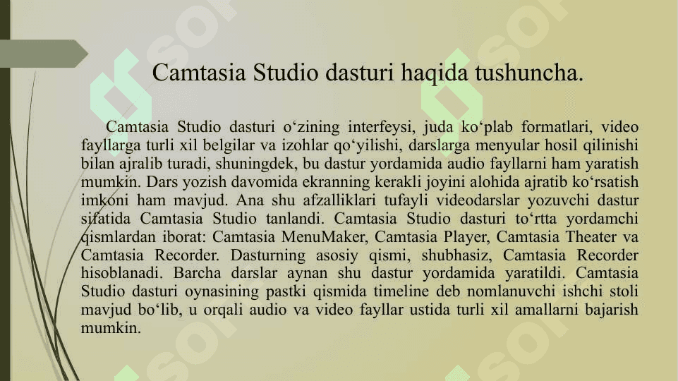 Camtasia Studio dasturi va uning imkoniyatlari 2