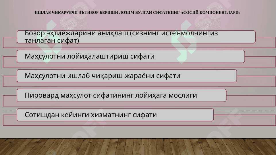 Корхонада Маҳсулот Сифати ва унинг рақобатбардошлиги 8
