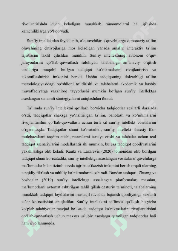 Pedagogika yo’nalishi talabalarida suniy intellekt vositasida tadqiqotchilik kompetensiyalarini rivojlantirishning metodik taʼminoti va amaliy mexanizmlari 3