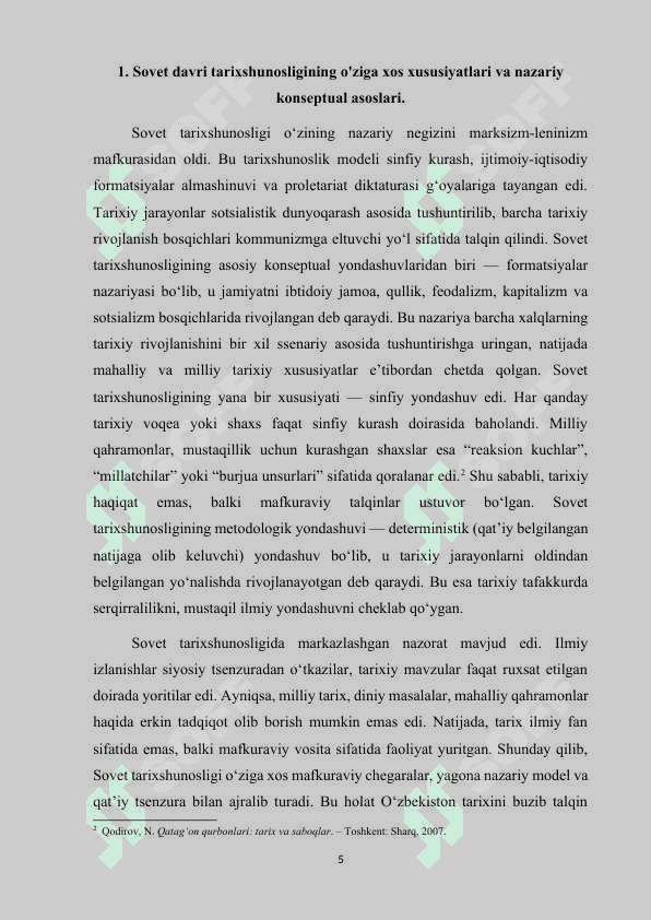 SOVET TARIXSHUNOSLIGINING O‘ZBEKISTON TARIXINI O‘RGANISHGA TA’SIRI 5