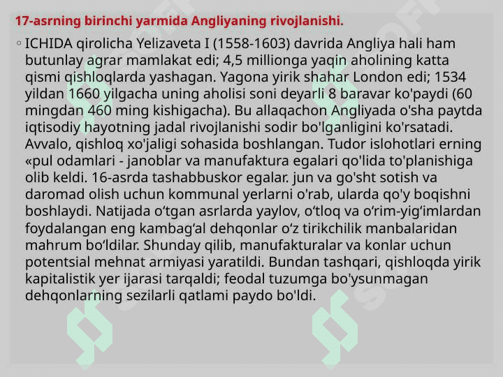 XVII-XVIII asrlarda Angliyada hayoti 7