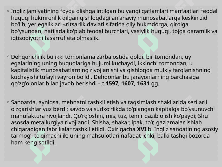XVII-XVIII asrlarda Angliyada hayoti 8